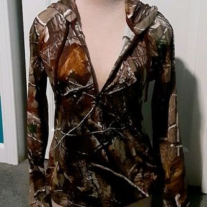 Ladies red head half zip